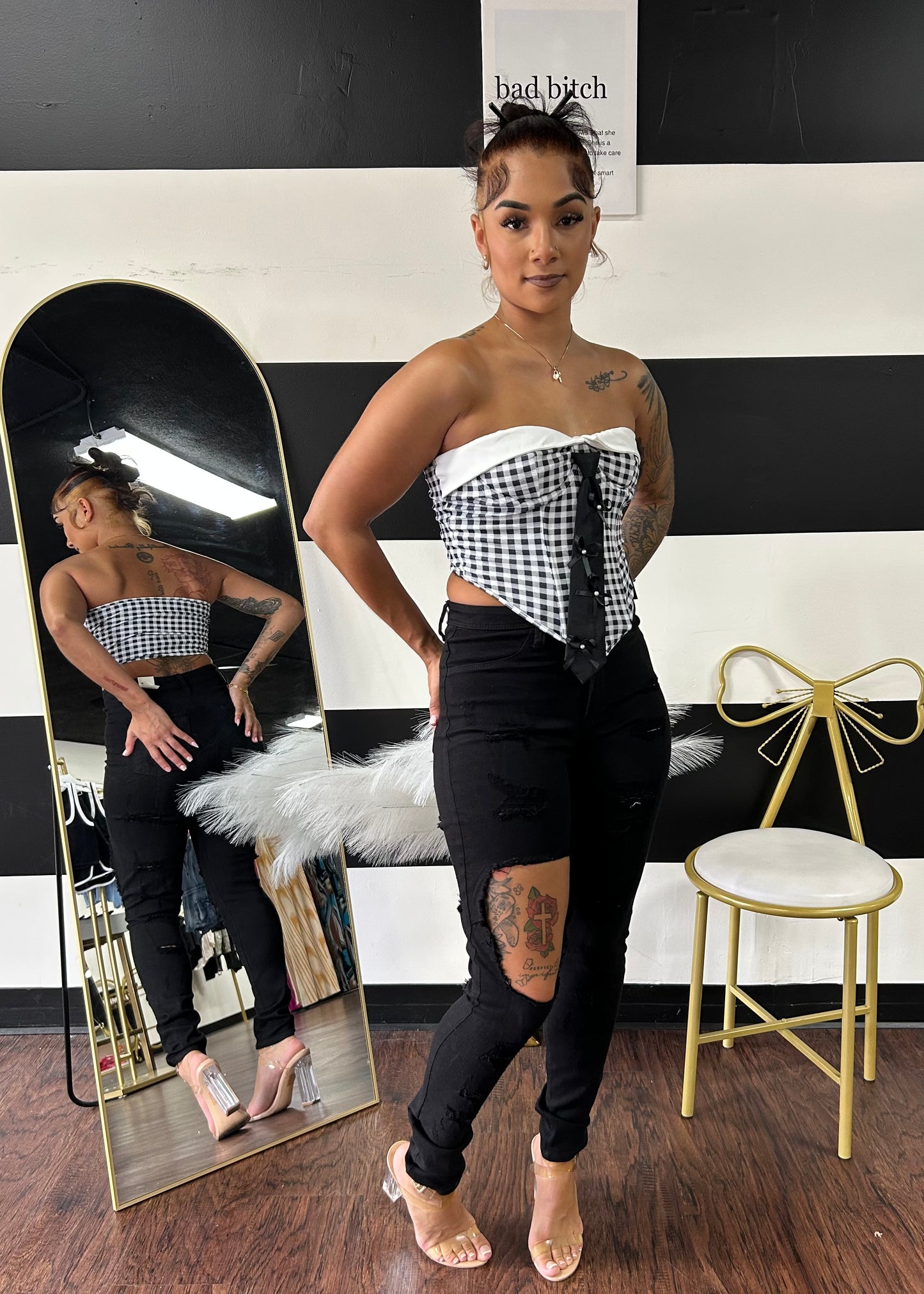 Gingham Bustier Top