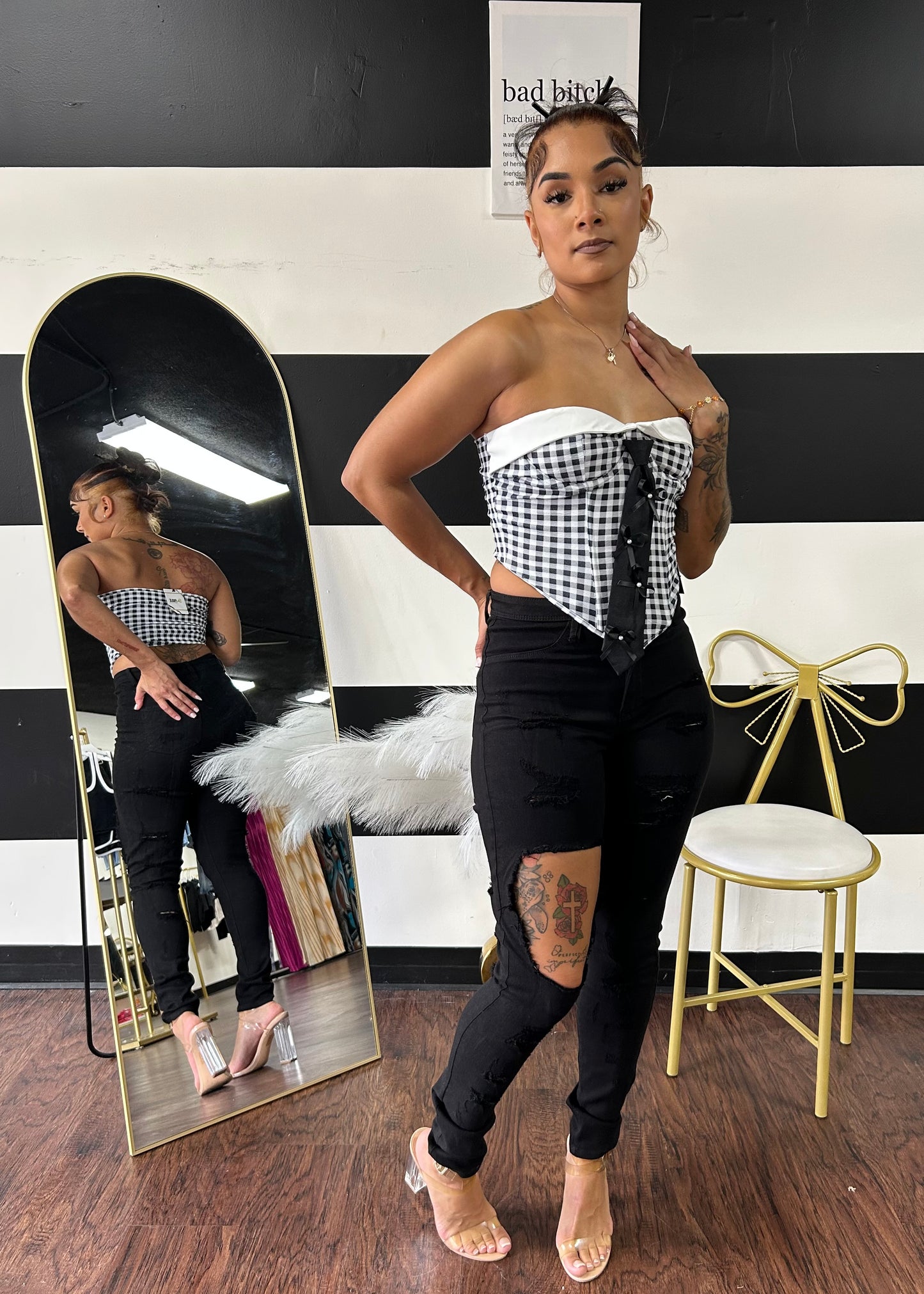 Gingham Bustier Top