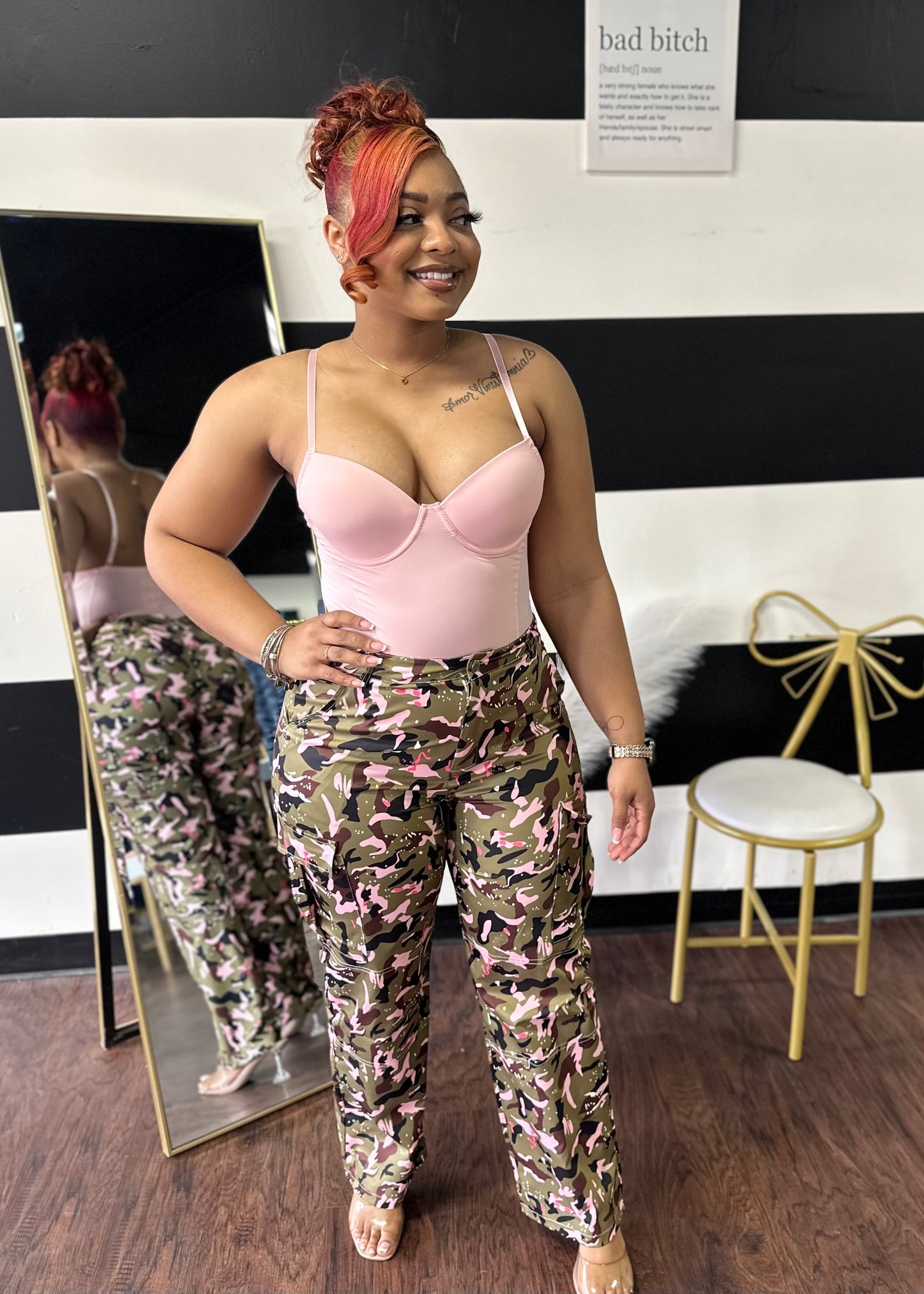 Pink-Splash Cargo Pants