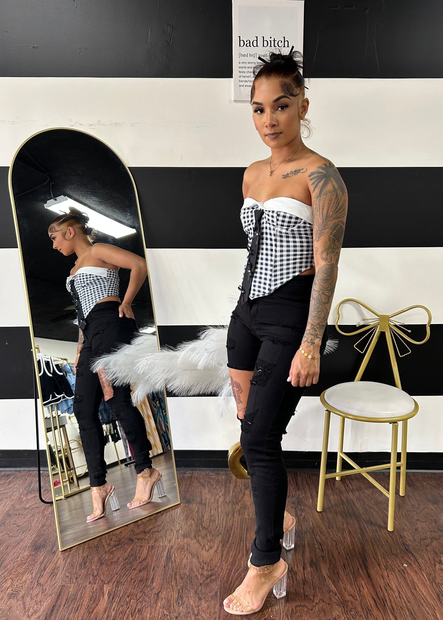 Gingham Bustier Top