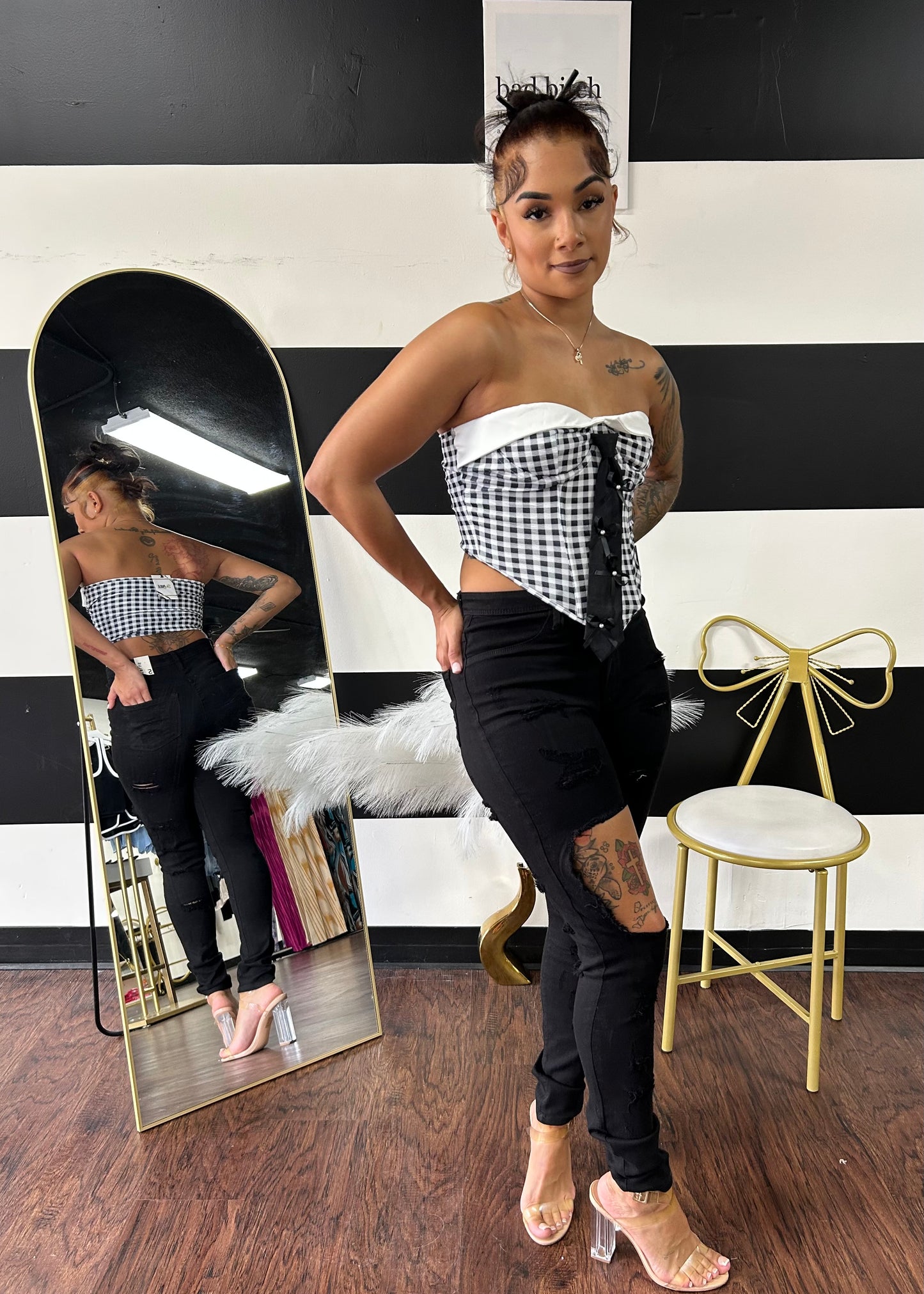 Gingham Bustier Top