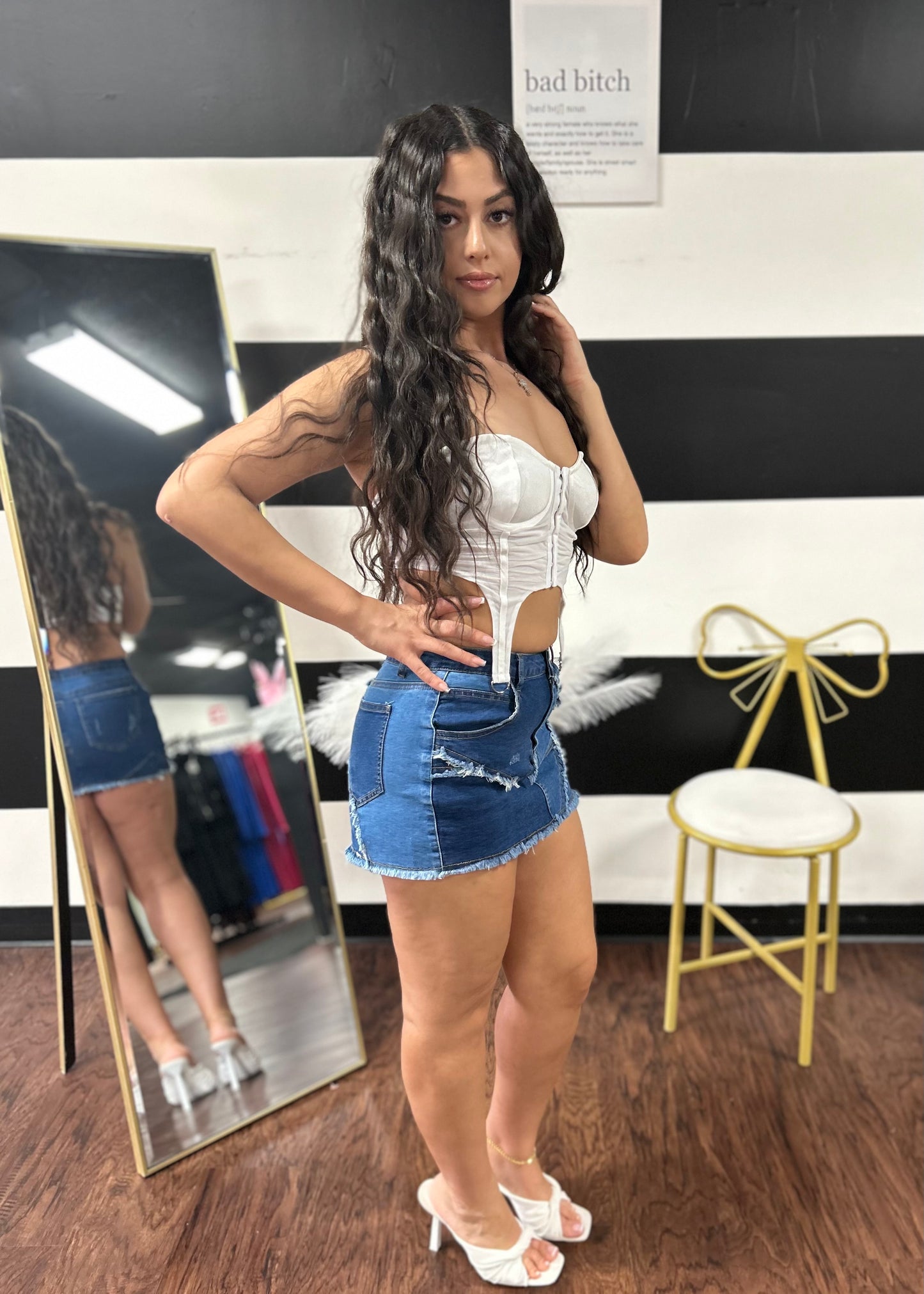 Patchwork Denim Skirt