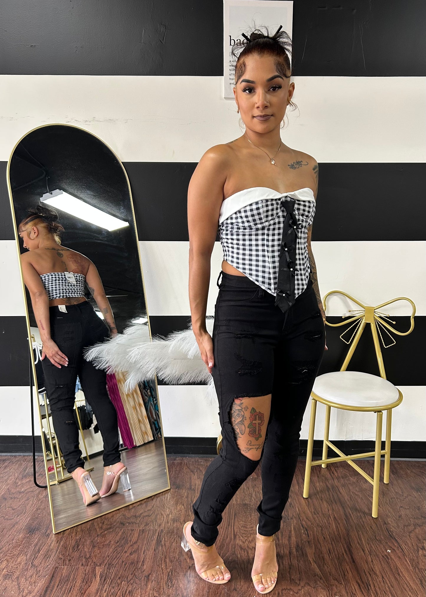 Gingham Bustier Top