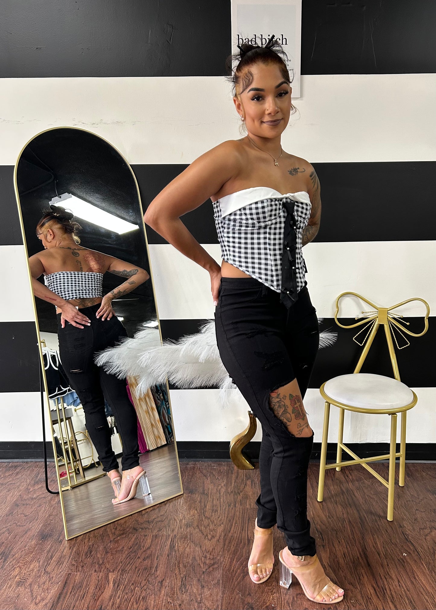 Gingham Bustier Top