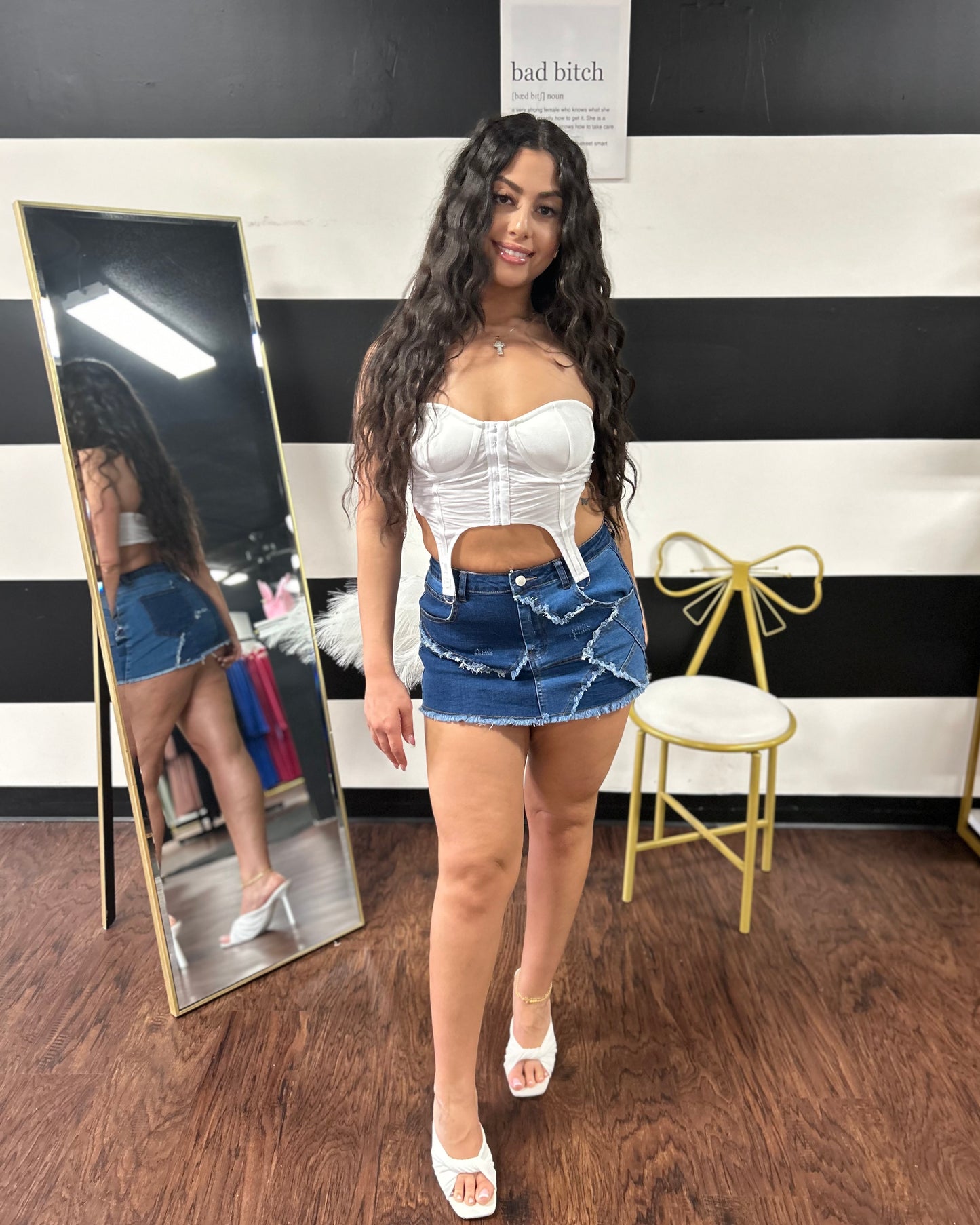 Patchwork Denim Skirt