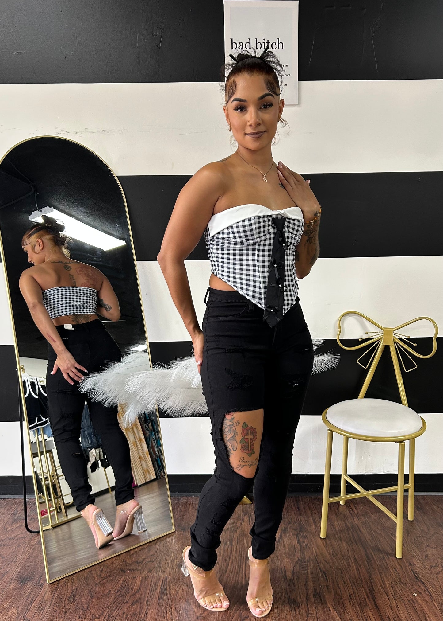 Gingham Bustier Top