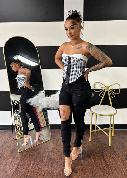 Gingham Bustier Top