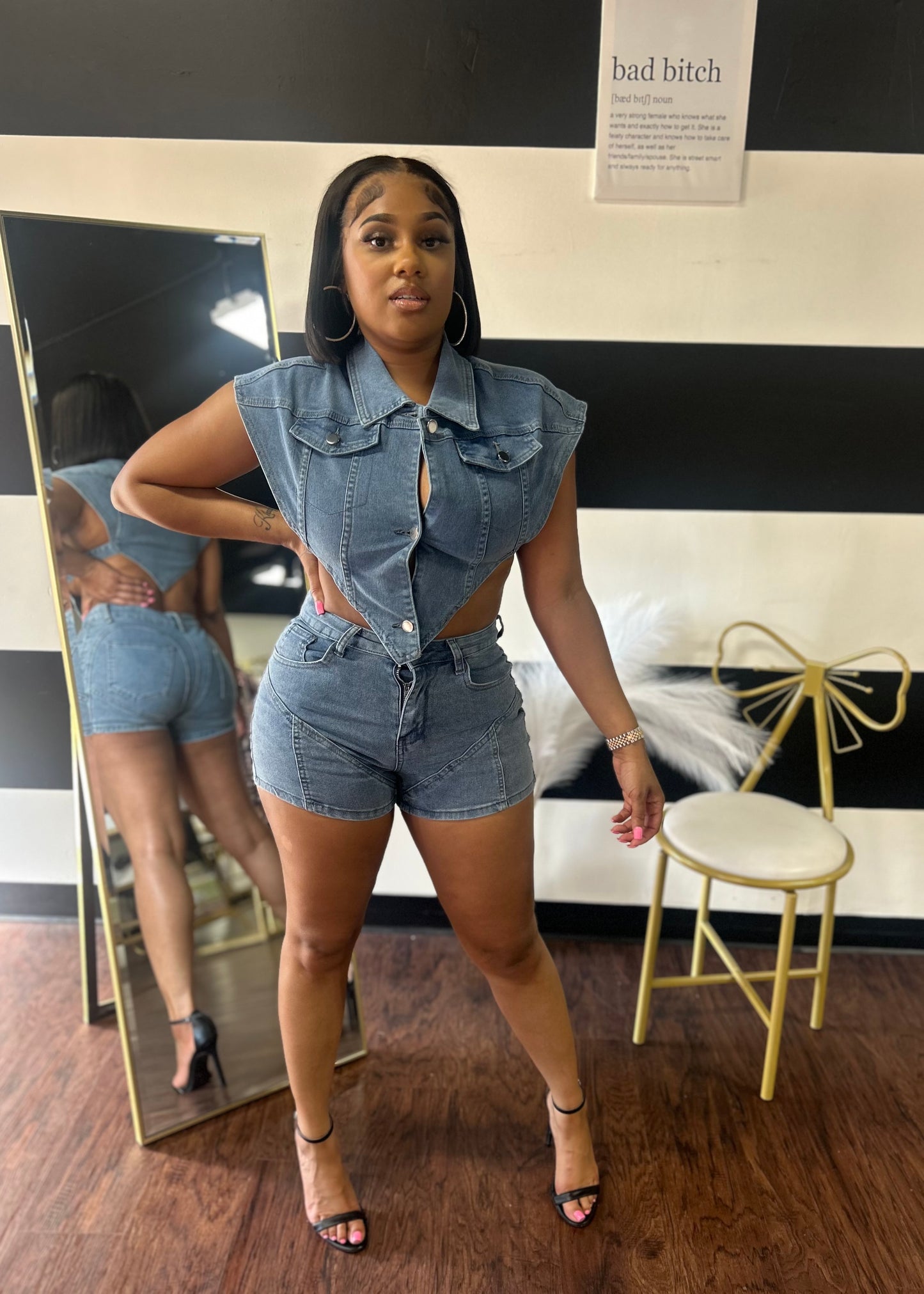 Glory Denim Shorts Set