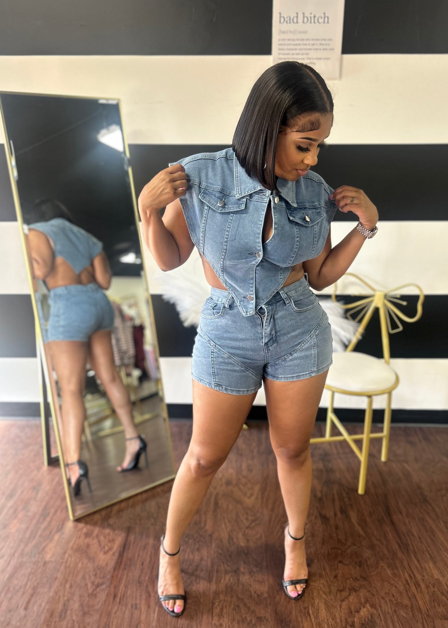 Glory Denim Shorts Set