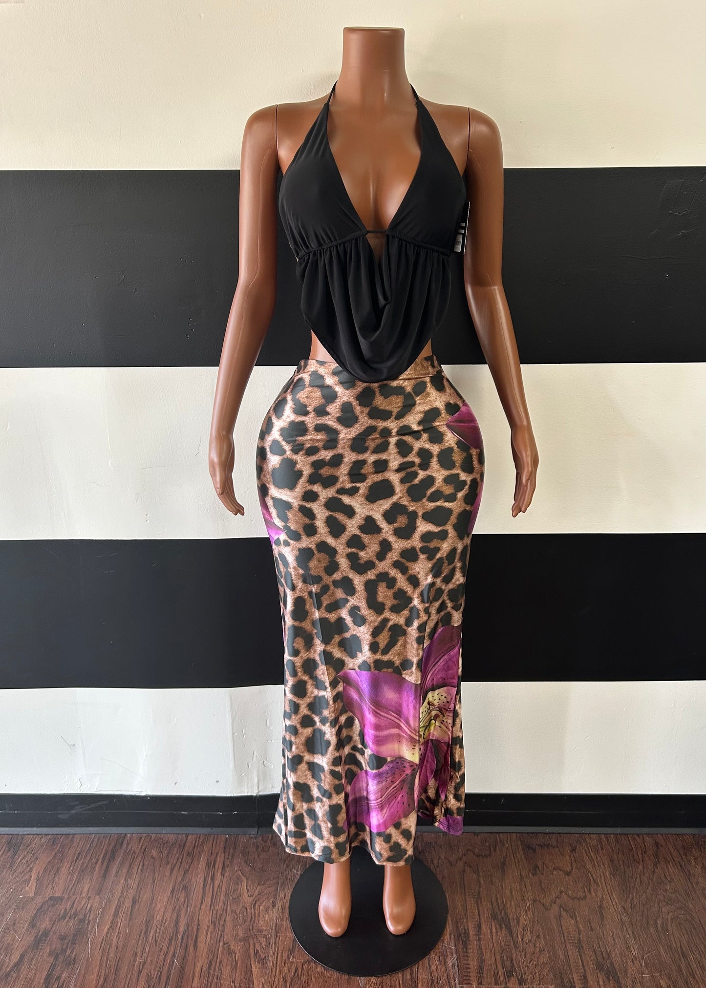 Floral Leopard Skirt